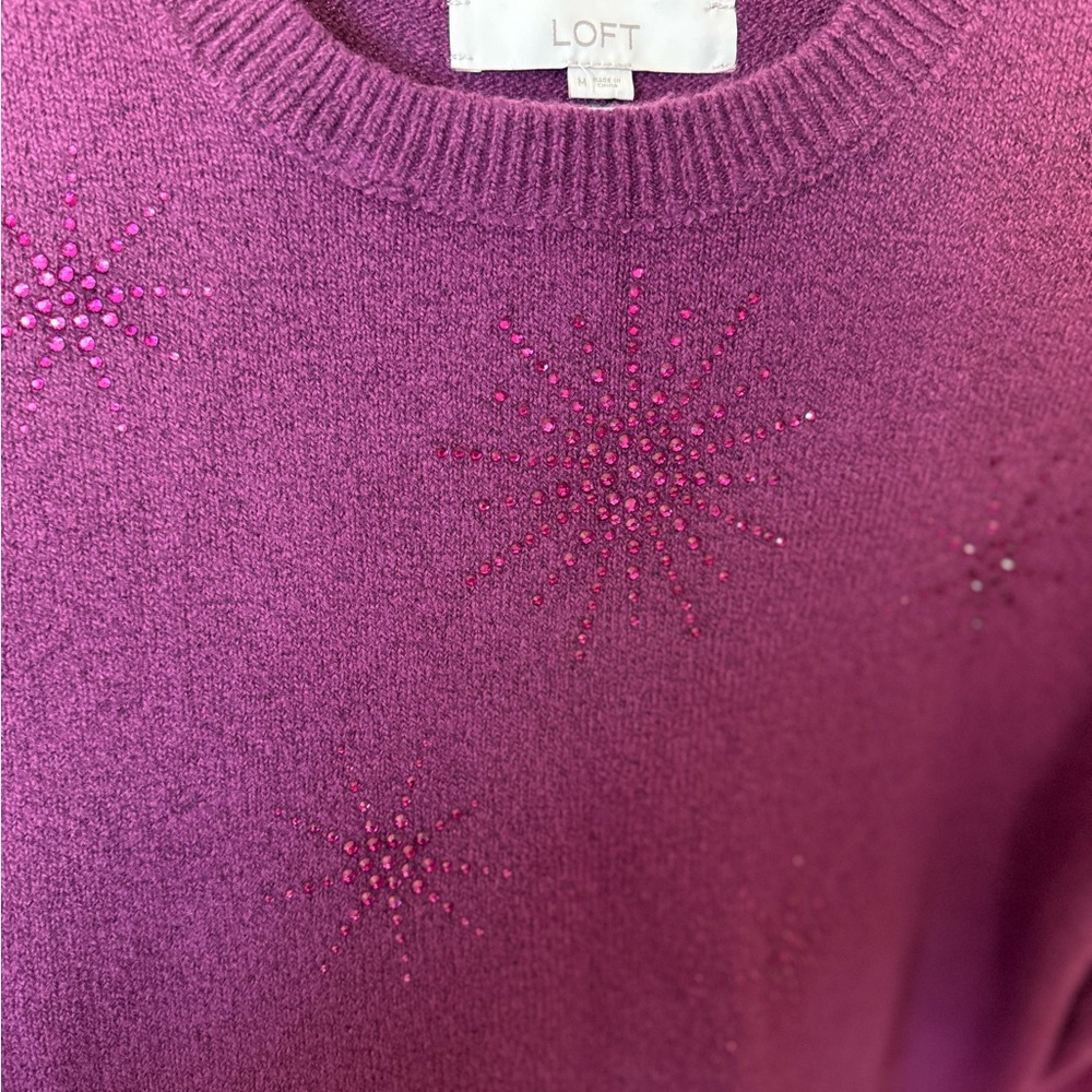 LOFT Women's Magenta Embellished Sweater